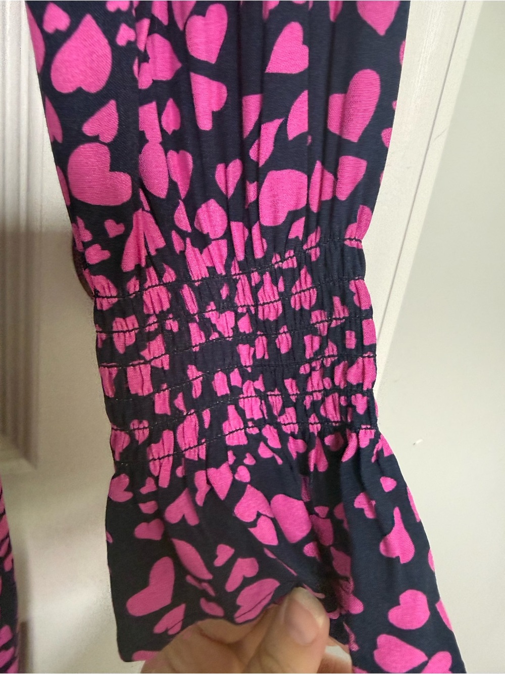 LOFT Navy Dress with Hot Pink Heart Print - Picture 6 of 8